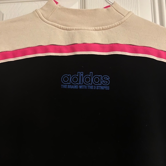 UO Adidas Originals Retro Mock Neck Colorblock Moto Racer Pullover Sweatshirt - Picture 16 of 16